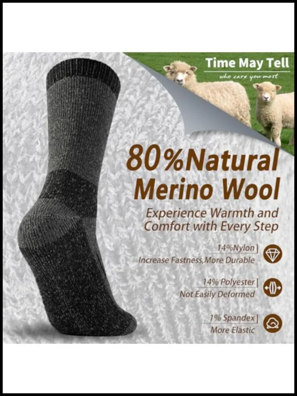 Merino Wool Blend Hiking Cushion Crew Socks - Thermal Winter Boot Socks